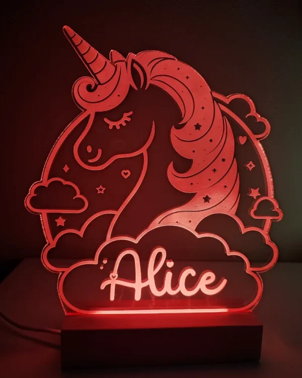 Minuit Creations - Lampe Gravée Personnalisée Licorne