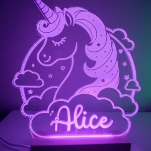 Minuit Creations - Lampe Gravée Personnalisée Licorne