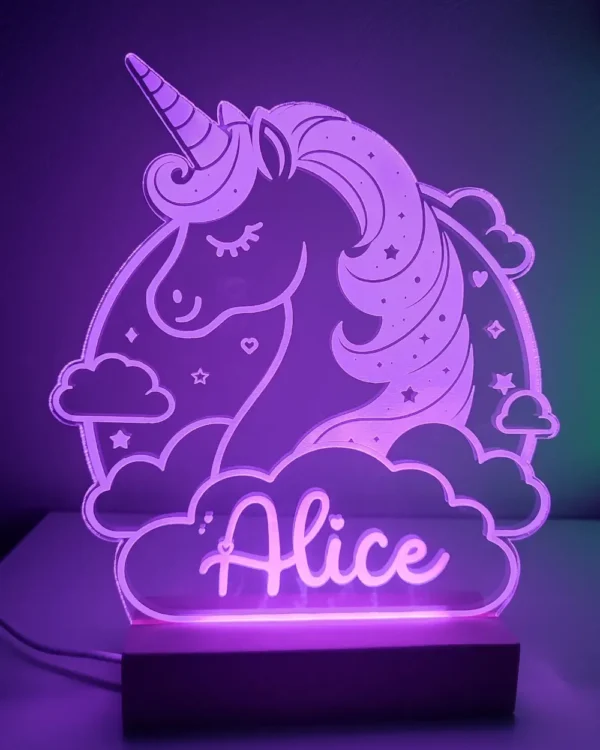 Minuit Creations - Lampe Gravée Personnalisée Licorne