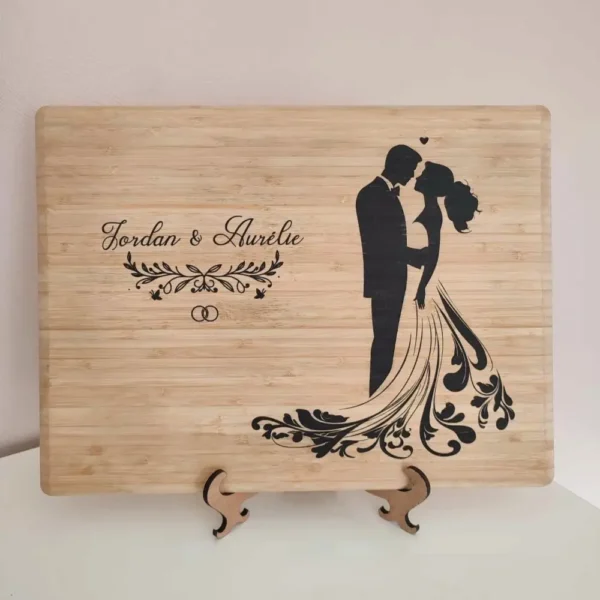 Minuit Creations - Planche à découper mariage personnalisée