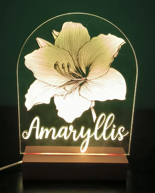 Minuit Creations - Lampe Gravée Personnalisée Amaryllis