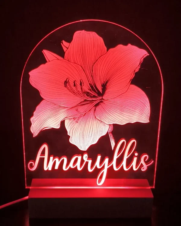 Minuit Creations - Lampe Gravée Personnalisée Amaryllis