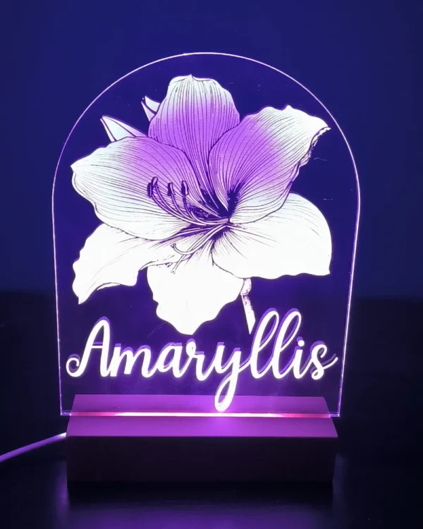 Minuit Creations - Lampe Gravée Personnalisée Amaryllis