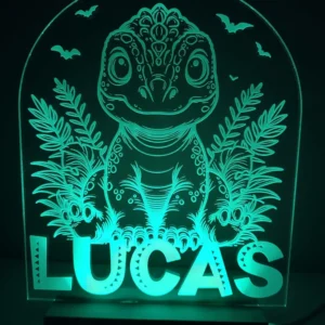 Minuit Creations - Lampe Gravée Personnalisée Dinosaure