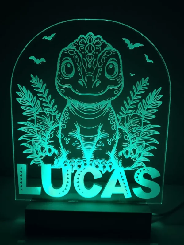 Minuit Creations - Lampe Gravée Personnalisée Dinosaure