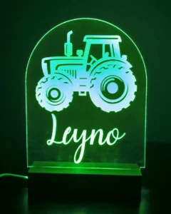 Minuit Creations - Lampe Gravée Personnalisée Tracteur