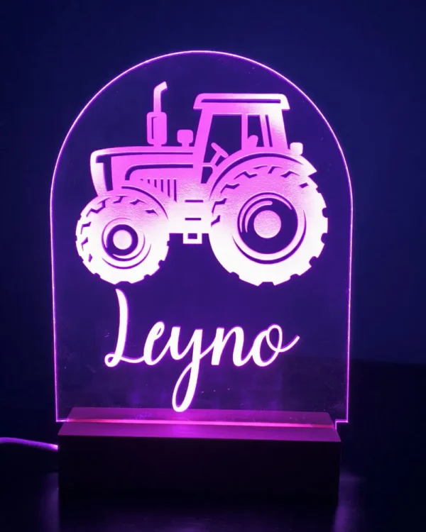 Minuit Creations - Lampe Gravée Personnalisée Tracteur