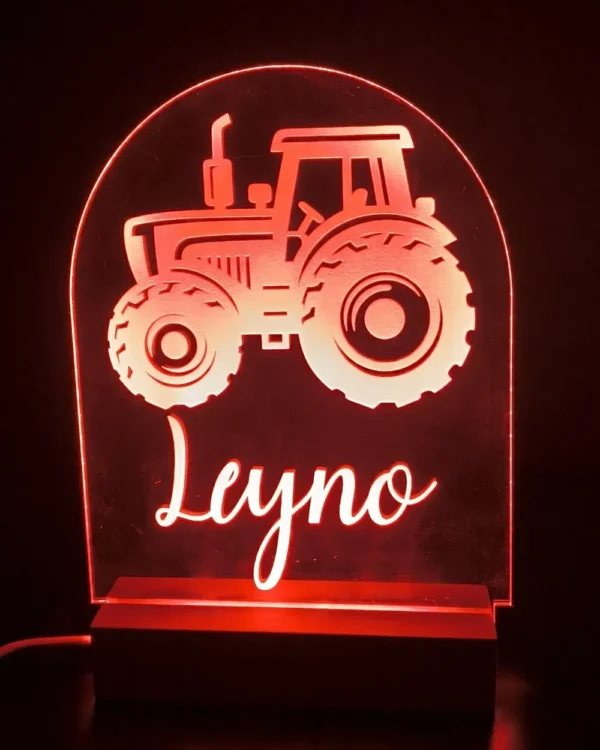 Minuit Creations - Lampe Gravée Personnalisée Tracteur