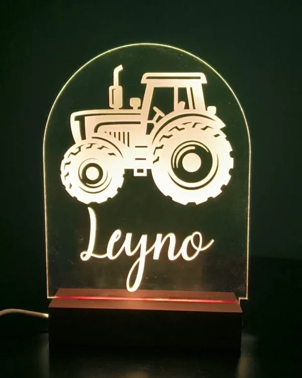 Minuit Creations - Lampe Gravée Personnalisée Tracteur