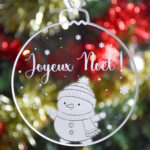 Ornement personnalisable bonhomme de neige "Joyeux Noël"