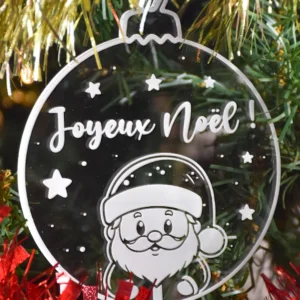 Minuit Creations - Boule de Noël Père Noël Plexiglass Transparent