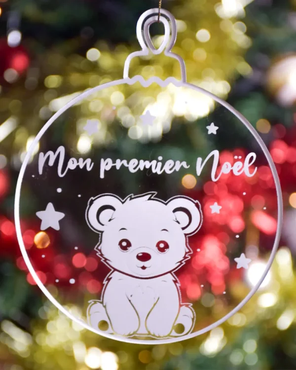 Minuit Creations - Boule de Noël Premier Noël Plexiglass Transparent